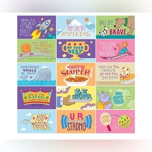 300 Pack Lunch box cards for kids, 50 Unique Design Lunch Box Notes
